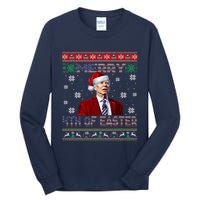 Merry 4th Of Easter Funny Joe Biden Christmas Ugly Sweater Tall Long Sleeve T-Shirt