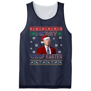 Merry 4th Of Easter Funny Joe Biden Christmas Ugly Sweater Mesh Reversible Basketball Jersey Tank