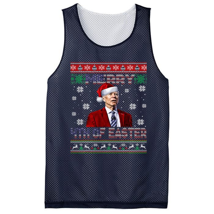 Merry 4th Of Easter Funny Joe Biden Christmas Ugly Sweater Mesh Reversible Basketball Jersey Tank