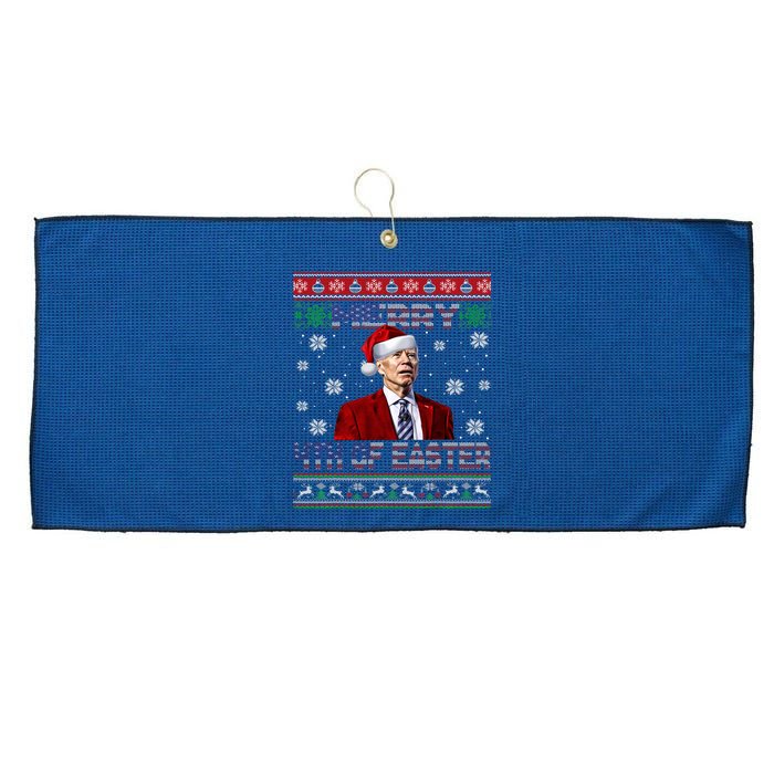Merry 4th Of Easter Funny Joe Biden Christmas Ugly Sweater Large Microfiber Waffle Golf Towel