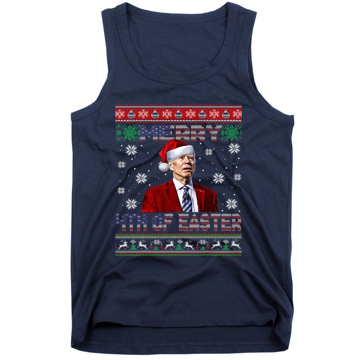 Merry 4th Of Easter Funny Joe Biden Christmas Ugly Sweater Tank Top