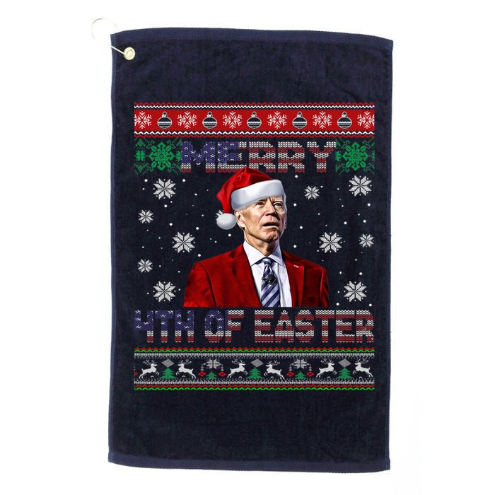 Merry 4th Of Easter Funny Joe Biden Christmas Ugly Sweater Golf Towel