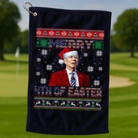 Merry 4th Of Easter Funny Joe Biden Christmas Ugly Sweater Golf Towel