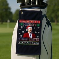 Merry 4th Of Easter Funny Joe Biden Christmas Ugly Sweater Golf Towel