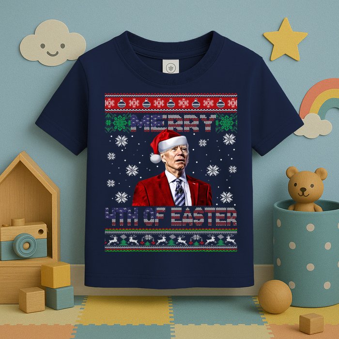 Merry 4th Of Easter Funny Joe Biden Christmas Ugly Sweater Toddler T-Shirt