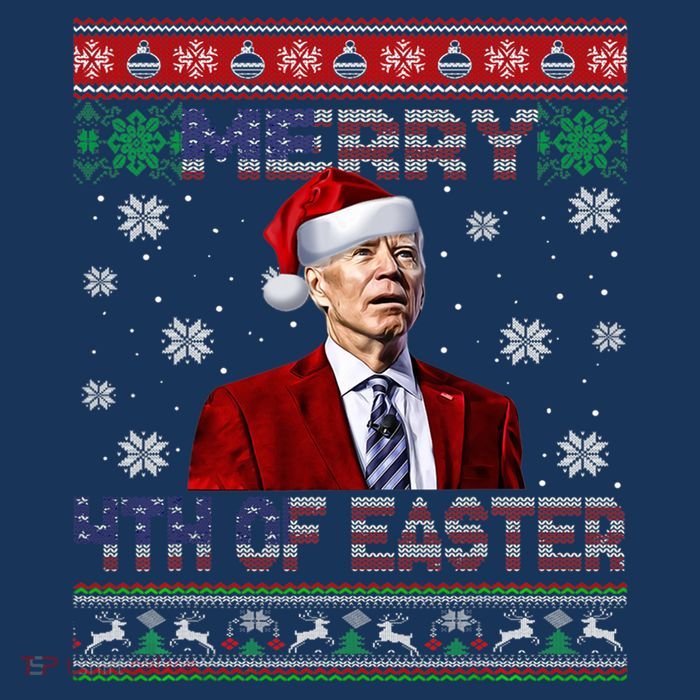 Merry 4th Of Easter Funny Joe Biden Christmas Ugly Sweater Visor