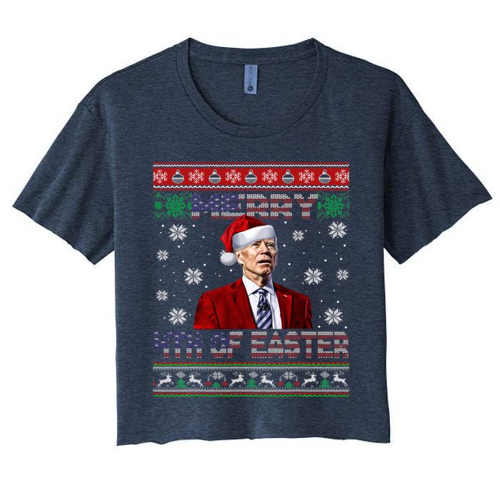 Merry 4th Of Easter Funny Joe Biden Christmas Ugly Sweater Crop Top