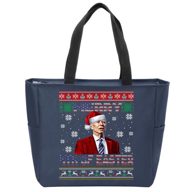Merry 4th Of Easter Funny Joe Biden Christmas Ugly Sweater Zip Tote Bag