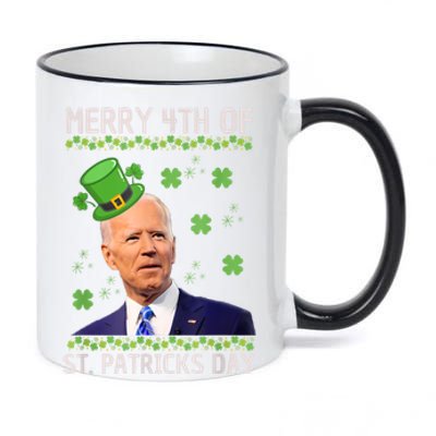 Merry 4th Of St Patricks Day Joe Biden Leprechaun Hat 11oz Black Color Changing Mug