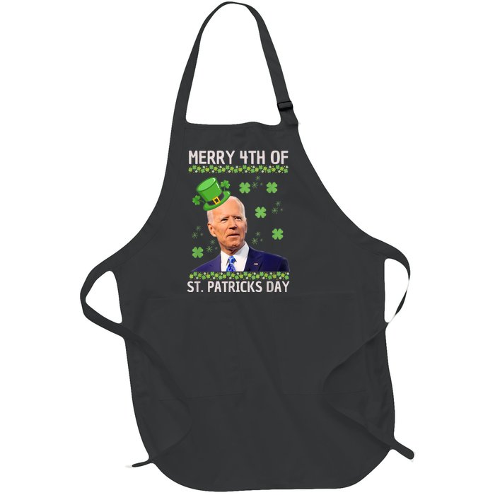 Merry 4th Of St Patricks Day Joe Biden Leprechaun Hat Full-Length Apron With Pockets