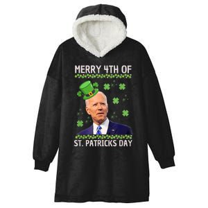 Merry 4th Of St Patricks Day Joe Biden Leprechaun Hat Hooded Wearable Blanket