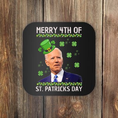 Merry 4th Of St Patricks Day Joe Biden Leprechaun Hat Coaster