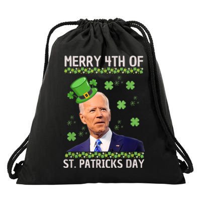 Merry 4th Of St Patricks Day Joe Biden Leprechaun Hat Drawstring Bag