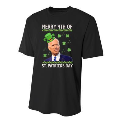 Merry 4th Of St Patricks Day Joe Biden Leprechaun Hat Youth Performance Sprint T-Shirt