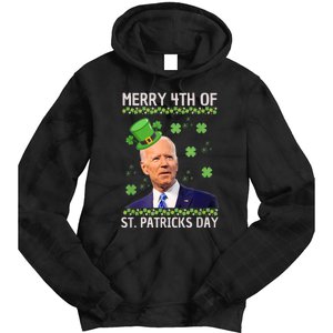 Merry 4th Of St Patricks Day Joe Biden Leprechaun Hat Tie Dye Hoodie