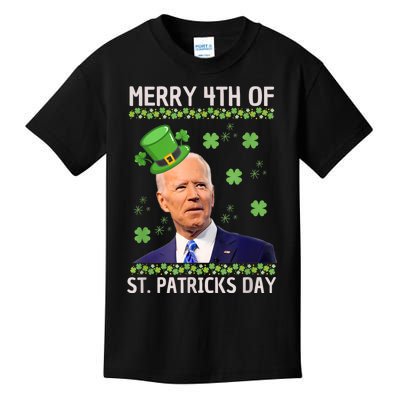 Merry 4th Of St Patricks Day Joe Biden Leprechaun Hat Kids T-Shirt