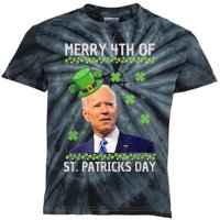 Merry 4th Of St Patricks Day Joe Biden Leprechaun Hat Kids Tie-Dye T-Shirt