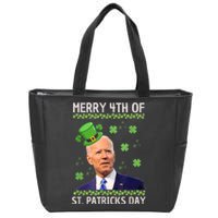 Merry 4th Of St Patricks Day Joe Biden Leprechaun Hat Zip Tote Bag