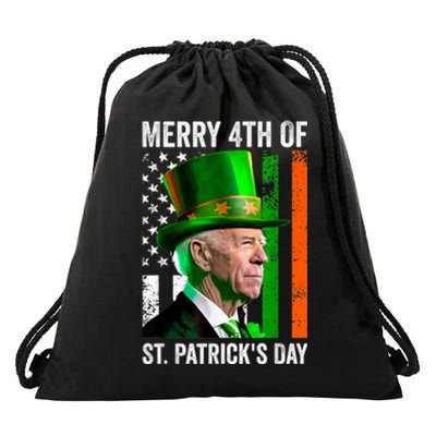 Merry 4th Of St Patricks Day Joe Biden Leprechaun Hat Drawstring Bag