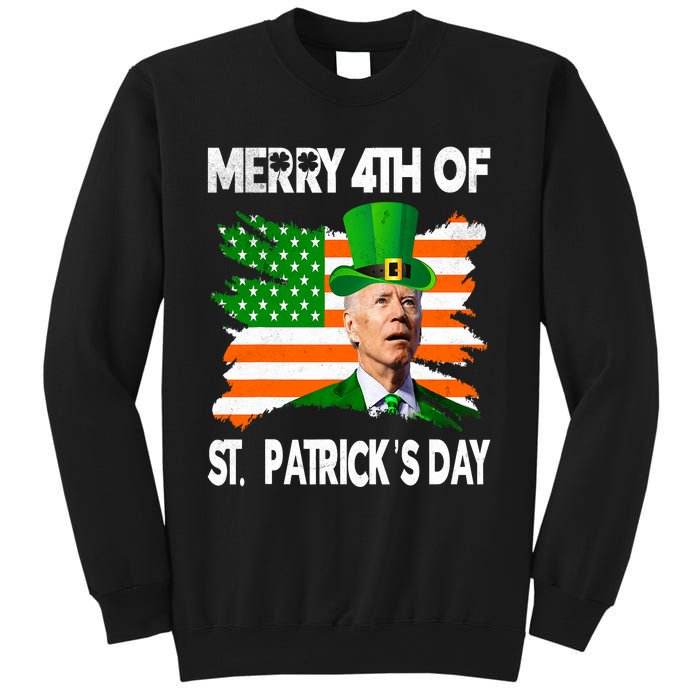 Merry 4th Of St PatrickS Day Funny Joe Biden Leprechaun Hat Sweatshirt