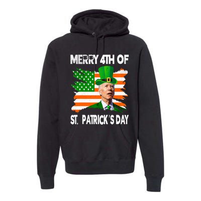 Merry 4th Of St PatrickS Day Funny Joe Biden Leprechaun Hat Premium Hoodie