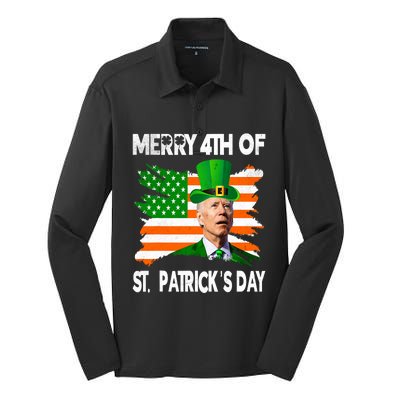 Merry 4th Of St PatrickS Day Funny Joe Biden Leprechaun Hat Silk Touch Performance Long Sleeve Polo