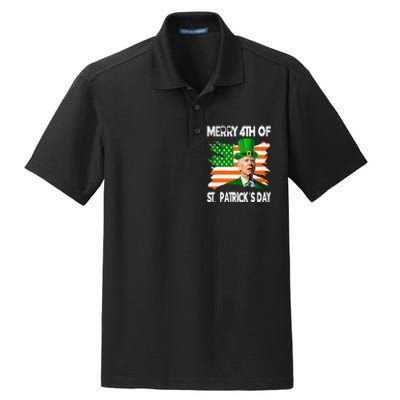 Merry 4th Of St PatrickS Day Funny Joe Biden Leprechaun Hat Dry Zone Grid Polo