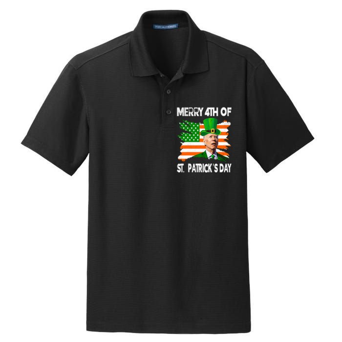 Merry 4th Of St PatrickS Day Funny Joe Biden Leprechaun Hat Dry Zone Grid Polo