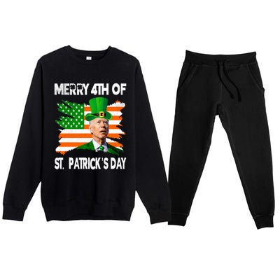 Merry 4th Of St PatrickS Day Funny Joe Biden Leprechaun Hat Premium Crewneck Sweatsuit Set