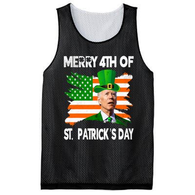 Merry 4th Of St PatrickS Day Funny Joe Biden Leprechaun Hat Mesh Reversible Basketball Jersey Tank