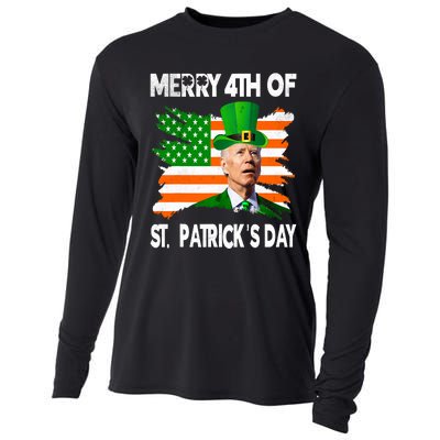 Merry 4th Of St PatrickS Day Funny Joe Biden Leprechaun Hat Cooling Performance Long Sleeve Crew