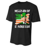 Merry 4th Of St PatrickS Day Funny Joe Biden Leprechaun Hat Performance Sprint T-Shirt