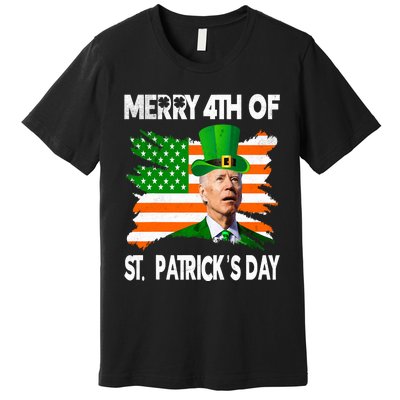 Merry 4th Of St PatrickS Day Funny Joe Biden Leprechaun Hat Premium T-Shirt