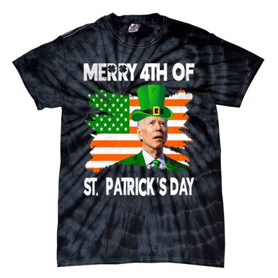 Merry 4th Of St PatrickS Day Funny Joe Biden Leprechaun Hat Tie-Dye T-Shirt