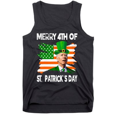 Merry 4th Of St PatrickS Day Funny Joe Biden Leprechaun Hat Tank Top