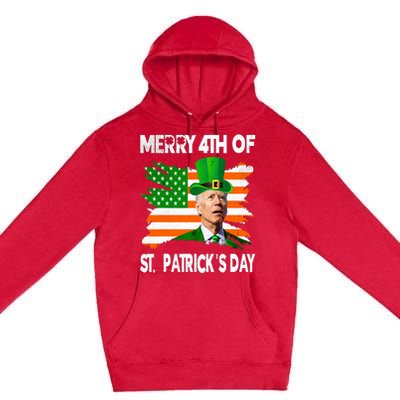 Merry 4th Of St PatrickS Day Funny Joe Biden Leprechaun Hat Premium Pullover Hoodie