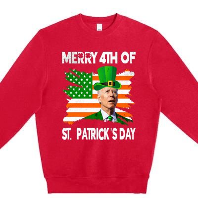 Merry 4th Of St PatrickS Day Funny Joe Biden Leprechaun Hat Premium Crewneck Sweatshirt