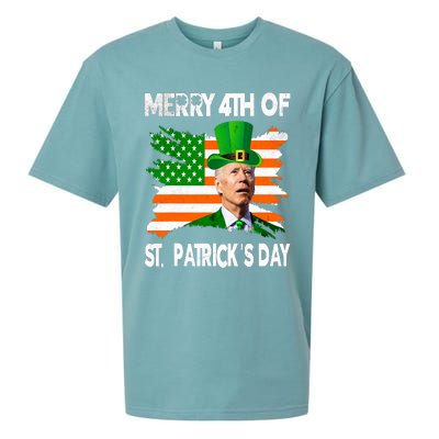 Merry 4th Of St PatrickS Day Funny Joe Biden Leprechaun Hat Sueded Cloud Jersey T-Shirt