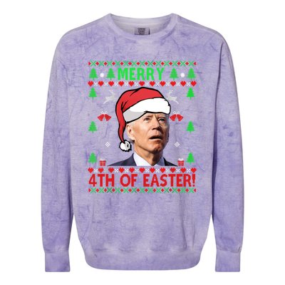 Merry 4th Of Easter Funny Joe Biden Christmas Ugly Gift Colorblast Crewneck Sweatshirt