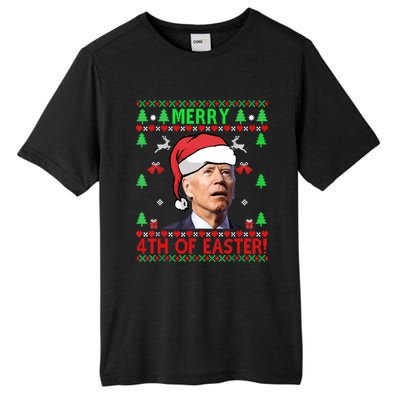 Merry 4th Of Easter Funny Joe Biden Christmas Ugly Gift Tall Fusion ChromaSoft Performance T-Shirt