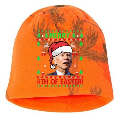 Merry 4th Of Easter Funny Joe Biden Christmas Ugly Gift Kati - Camo Knit Beanie