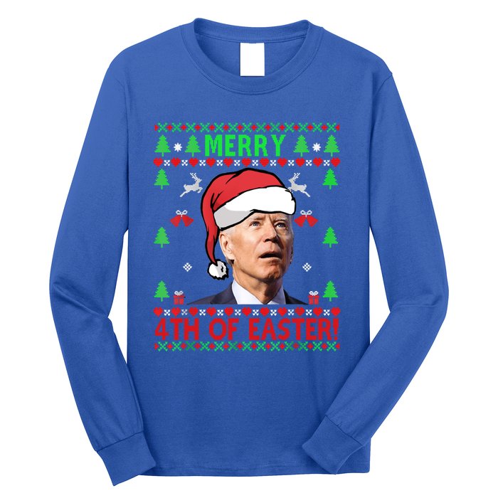 Merry 4th Of Easter Funny Joe Biden Christmas Ugly Gift Long Sleeve Shirt