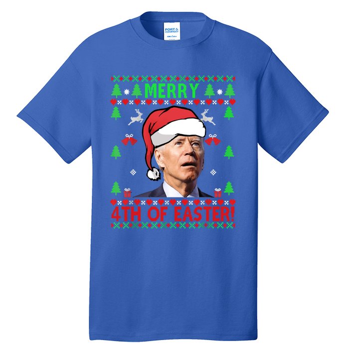 Merry 4th Of Easter Funny Joe Biden Christmas Ugly Gift Tall T-Shirt