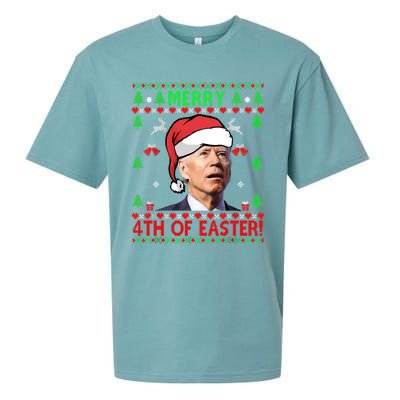 Merry 4th Of Easter Funny Joe Biden Christmas Ugly Gift Sueded Cloud Jersey T-Shirt