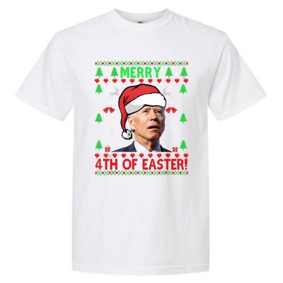 Merry 4th Of Easter Funny Joe Biden Christmas Ugly Gift Garment-Dyed Heavyweight T-Shirt