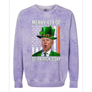 Merry 4th Of St Patrick's Day Joe Biden Leprechaun Hat Colorblast Crewneck Sweatshirt