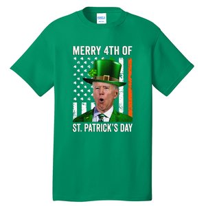 Merry 4th Of St Patrick's Day Joe Biden Leprechaun Hat Tall T-Shirt