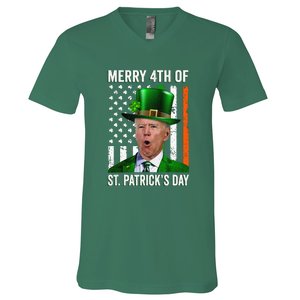 Merry 4th Of St Patrick's Day Joe Biden Leprechaun Hat V-Neck T-Shirt