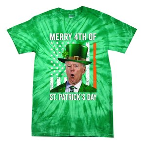 Merry 4th Of St Patrick's Day Joe Biden Leprechaun Hat Tie-Dye T-Shirt