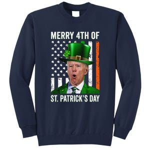 Merry 4th Of St Patrick's Day Joe Biden Leprechaun Hat Tall Sweatshirt